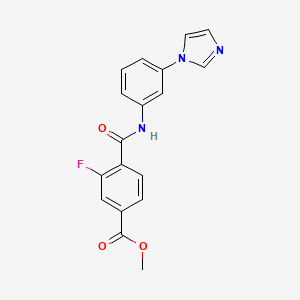 molecular formula C18H14FN3O3 B6716994 Methyl 3-fluoro-4-[(3-imidazol-1-ylphenyl)carbamoyl]benzoate 