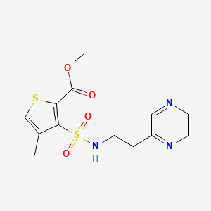 molecular formula C13H15N3O4S2 B6717361 Methyl 4-methyl-3-(2-pyrazin-2-ylethylsulfamoyl)thiophene-2-carboxylate 