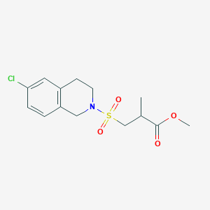 molecular formula C14H18ClNO4S B6717367 methyl 3-[(6-chloro-3,4-dihydro-1H-isoquinolin-2-yl)sulfonyl]-2-methylpropanoate 