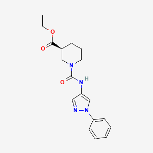 molecular formula C18H22N4O3 B6717540 ethyl (3S)-1-[(1-phenylpyrazol-4-yl)carbamoyl]piperidine-3-carboxylate 