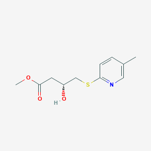 molecular formula C11H15NO3S B6717596 methyl (3R)-3-hydroxy-4-(5-methylpyridin-2-yl)sulfanylbutanoate 