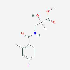 molecular formula C13H16FNO4 B6717660 Methyl 3-[(4-fluoro-2-methylbenzoyl)amino]-2-hydroxy-2-methylpropanoate 