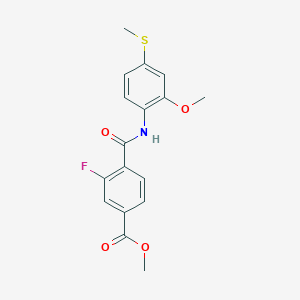 molecular formula C17H16FNO4S B6717787 Methyl 3-fluoro-4-[(2-methoxy-4-methylsulfanylphenyl)carbamoyl]benzoate 