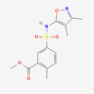 molecular formula C14H16N2O5S B6717881 Methyl 5-[(3,4-dimethyl-1,2-oxazol-5-yl)sulfamoyl]-2-methylbenzoate 