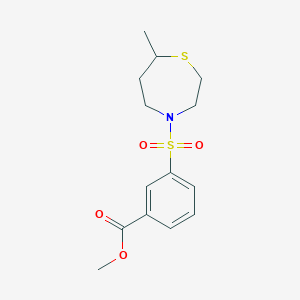 molecular formula C14H19NO4S2 B6717935 Methyl 3-[(7-methyl-1,4-thiazepan-4-yl)sulfonyl]benzoate 