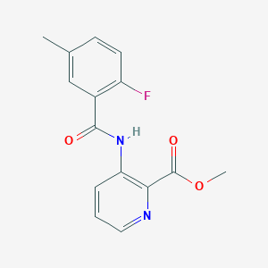 molecular formula C15H13FN2O3 B6718102 Methyl 3-[(2-fluoro-5-methylbenzoyl)amino]pyridine-2-carboxylate 