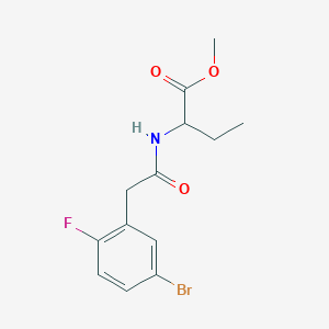 molecular formula C13H15BrFNO3 B6718537 Methyl 2-[[2-(5-bromo-2-fluorophenyl)acetyl]amino]butanoate 