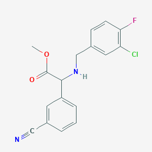 molecular formula C17H14ClFN2O2 B6718630 Methyl 2-[(3-chloro-4-fluorophenyl)methylamino]-2-(3-cyanophenyl)acetate 