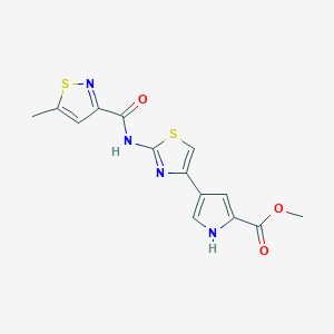 molecular formula C14H12N4O3S2 B6718679 methyl 4-[2-[(5-methyl-1,2-thiazole-3-carbonyl)amino]-1,3-thiazol-4-yl]-1H-pyrrole-2-carboxylate 