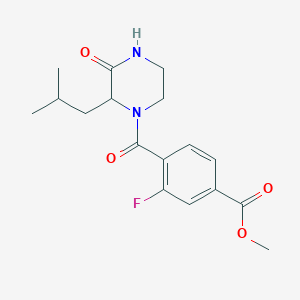 molecular formula C17H21FN2O4 B6719010 Methyl 3-fluoro-4-[2-(2-methylpropyl)-3-oxopiperazine-1-carbonyl]benzoate 