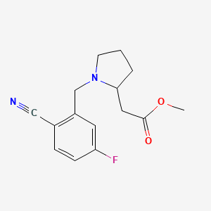 molecular formula C15H17FN2O2 B6719179 Methyl 2-[1-[(2-cyano-5-fluorophenyl)methyl]pyrrolidin-2-yl]acetate 