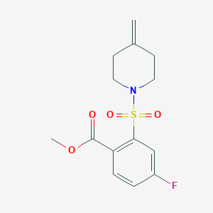 molecular formula C14H16FNO4S B6719293 Methyl 4-fluoro-2-(4-methylidenepiperidin-1-yl)sulfonylbenzoate 