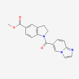 molecular formula C18H15N3O3 B6720332 Methyl 1-(imidazo[1,2-a]pyridine-6-carbonyl)-2,3-dihydroindole-5-carboxylate 