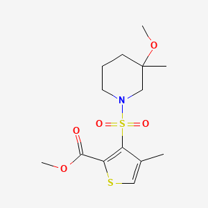 molecular formula C14H21NO5S2 B6721169 Methyl 3-(3-methoxy-3-methylpiperidin-1-yl)sulfonyl-4-methylthiophene-2-carboxylate 