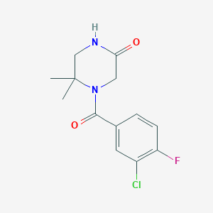 4-(3-Chloro-4-fluorobenzoyl)-5,5-dimethylpiperazin-2-one