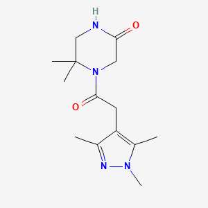 5,5-Dimethyl-4-[2-(1,3,5-trimethylpyrazol-4-yl)acetyl]piperazin-2-one