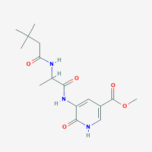 molecular formula C16H23N3O5 B6721789 methyl 5-[2-(3,3-dimethylbutanoylamino)propanoylamino]-6-oxo-1H-pyridine-3-carboxylate 