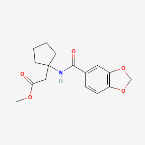 molecular formula C16H19NO5 B6721824 Methyl 2-[1-(1,3-benzodioxole-5-carbonylamino)cyclopentyl]acetate 