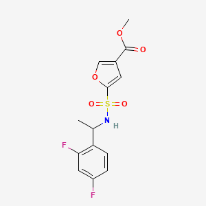 molecular formula C14H13F2NO5S B6721916 Methyl 5-[1-(2,4-difluorophenyl)ethylsulfamoyl]furan-3-carboxylate 