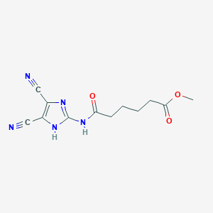 molecular formula C12H13N5O3 B6722092 methyl 6-[(4,5-dicyano-1H-imidazol-2-yl)amino]-6-oxohexanoate 