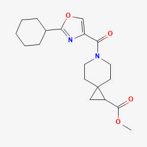 molecular formula C19H26N2O4 B6722102 Methyl 6-(2-cyclohexyl-1,3-oxazole-4-carbonyl)-6-azaspiro[2.5]octane-2-carboxylate 