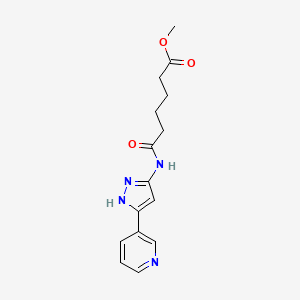 molecular formula C15H18N4O3 B6722125 methyl 6-oxo-6-[(5-pyridin-3-yl-1H-pyrazol-3-yl)amino]hexanoate 