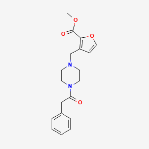 molecular formula C19H22N2O4 B6722466 Methyl 3-[[4-(2-phenylacetyl)piperazin-1-yl]methyl]furan-2-carboxylate 