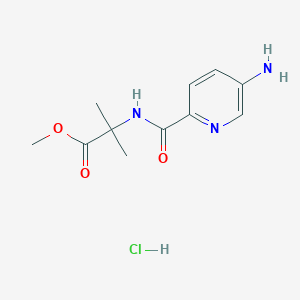 molecular formula C11H16ClN3O3 B6722823 Methyl 2-[(5-aminopyridine-2-carbonyl)amino]-2-methylpropanoate;hydrochloride 