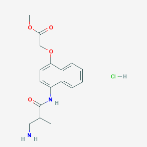 molecular formula C17H21ClN2O4 B6724258 Methyl 2-[4-[(3-amino-2-methylpropanoyl)amino]naphthalen-1-yl]oxyacetate;hydrochloride 