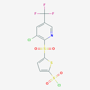 molecular formula C10H4Cl2F3NO4S3 B067349 5-[3-氯-5-(三氟甲基)吡啶-2-基磺酰基]噻吩-2-磺酰氯 CAS No. 175203-00-6