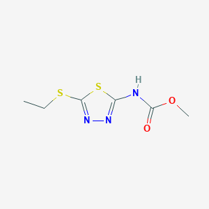 molecular formula C6H9N3O2S2 B6743056 METHYL N-[5-(ETHYLSULFANYL)-1,3,4-THIADIAZOL-2-YL]CARBAMATE 