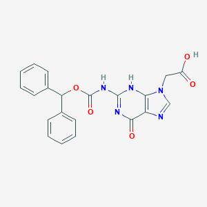 molecular formula C21H17N5O5 B067443 (2-Benzhydryloxycarbonylamino-6-oxo-1,6-dihydro-purin-9-yl)-acetic acid CAS No. 169287-79-0