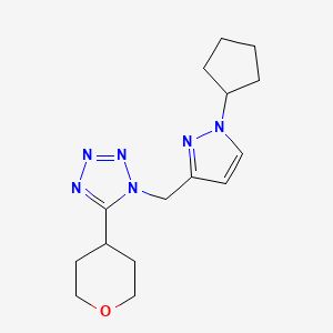 molecular formula C15H22N6O B6747788 1-[(1-Cyclopentylpyrazol-3-yl)methyl]-5-(oxan-4-yl)tetrazole 