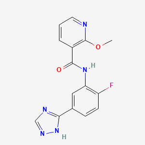 molecular formula C15H12FN5O2 B6747845 N-[2-fluoro-5-(1H-1,2,4-triazol-5-yl)phenyl]-2-methoxypyridine-3-carboxamide 