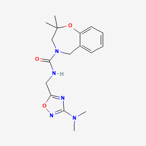 molecular formula C17H23N5O3 B6747902 N-[[3-(dimethylamino)-1,2,4-oxadiazol-5-yl]methyl]-2,2-dimethyl-3,5-dihydro-1,4-benzoxazepine-4-carboxamide 