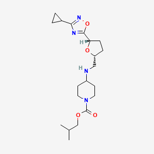 molecular formula C20H32N4O4 B6747950 2-methylpropyl 4-[[(2R,5S)-5-(3-cyclopropyl-1,2,4-oxadiazol-5-yl)oxolan-2-yl]methylamino]piperidine-1-carboxylate 