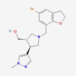 [(3S,4R)-1-[(5-bromo-2,3-dihydro-1-benzofuran-7-yl)methyl]-4-(1-methylpyrazol-4-yl)pyrrolidin-3-yl]methanol