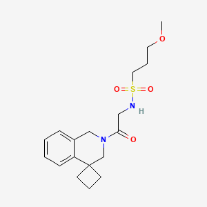 3-methoxy-N-(2-oxo-2-spiro[1,3-dihydroisoquinoline-4,1'-cyclobutane]-2-ylethyl)propane-1-sulfonamide