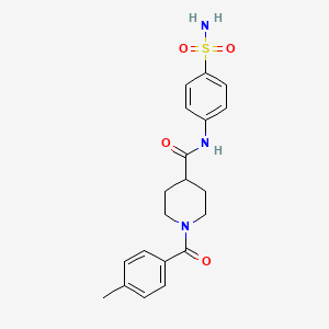 molecular formula C20H23N3O4S B6748104 1-(4-methylbenzoyl)-N-(4-sulfamoylphenyl)piperidine-4-carboxamide 