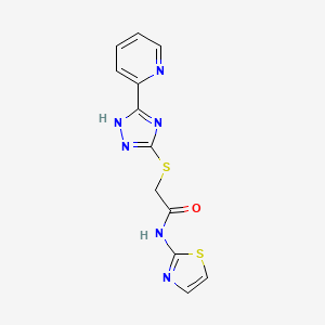 molecular formula C12H10N6OS2 B6748170 2-[(5-pyridin-2-yl-1H-1,2,4-triazol-3-yl)sulfanyl]-N-(1,3-thiazol-2-yl)acetamide 