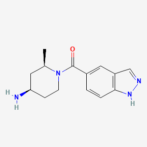 molecular formula C14H18N4O B6748287 [(2R,4R)-4-amino-2-methylpiperidin-1-yl]-(1H-indazol-5-yl)methanone 