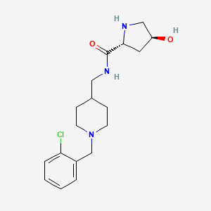 molecular formula C18H26ClN3O2 B6748321 (2R,4S)-N-[[1-[(2-chlorophenyl)methyl]piperidin-4-yl]methyl]-4-hydroxypyrrolidine-2-carboxamide 