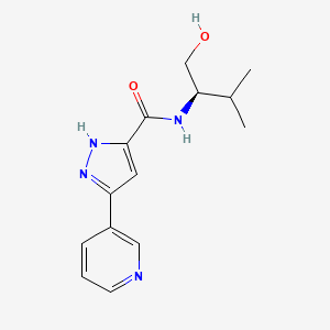 molecular formula C14H18N4O2 B6748367 N-[(2R)-1-hydroxy-3-methylbutan-2-yl]-3-pyridin-3-yl-1H-pyrazole-5-carboxamide 