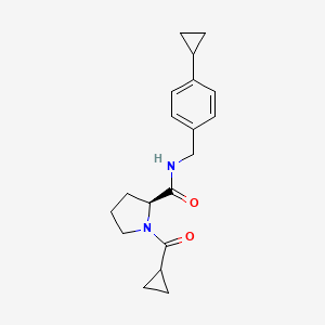 molecular formula C19H24N2O2 B6748387 (2S)-1-(cyclopropanecarbonyl)-N-[(4-cyclopropylphenyl)methyl]pyrrolidine-2-carboxamide 