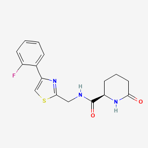 molecular formula C16H16FN3O2S B6748419 (2R)-N-[[4-(2-fluorophenyl)-1,3-thiazol-2-yl]methyl]-6-oxopiperidine-2-carboxamide 