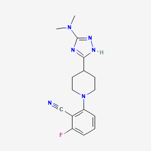 molecular formula C16H19FN6 B6748427 2-[4-[3-(dimethylamino)-1H-1,2,4-triazol-5-yl]piperidin-1-yl]-6-fluorobenzonitrile 