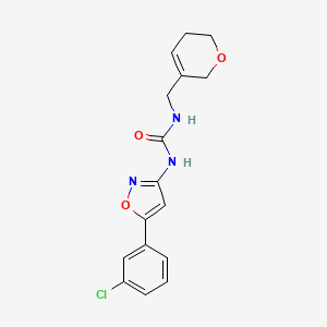 molecular formula C16H16ClN3O3 B6748447 1-[5-(3-chlorophenyl)-1,2-oxazol-3-yl]-3-(3,6-dihydro-2H-pyran-5-ylmethyl)urea 