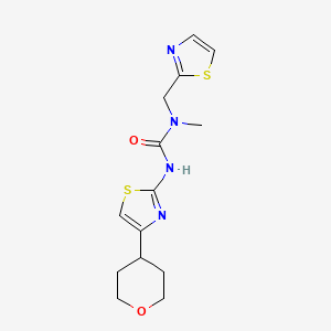 molecular formula C14H18N4O2S2 B6748450 1-Methyl-3-[4-(oxan-4-yl)-1,3-thiazol-2-yl]-1-(1,3-thiazol-2-ylmethyl)urea 