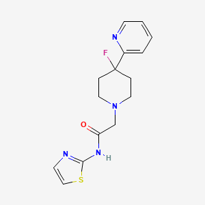 molecular formula C15H17FN4OS B6748488 2-(4-fluoro-4-pyridin-2-ylpiperidin-1-yl)-N-(1,3-thiazol-2-yl)acetamide 