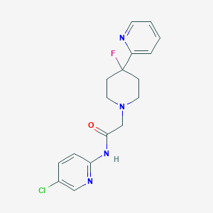 molecular formula C17H18ClFN4O B6748498 N-(5-chloropyridin-2-yl)-2-(4-fluoro-4-pyridin-2-ylpiperidin-1-yl)acetamide 